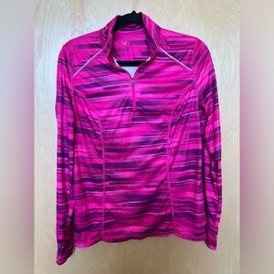 Pink and Purple Striped Quarter-Zip Pullover